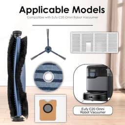 (20 stuks) C20 Omni reserveonderdelen Geschikt voor Eufy C20 Omni robotstofzuiger, 2 rolborstels, 4 zijborstels, 5 HEPA-filters, 5 stofzakken, 4 dweilpads, stofzuigeropzetstukken accessoireset — thumbnail 3