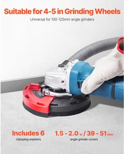 Stofafzuigkap voor Haakse Slijper 100-125 Mm, Met 6 Klemringen en Stofzuigeraansluiting - Perfect voor Hout, Beton en Steen — thumbnail 1