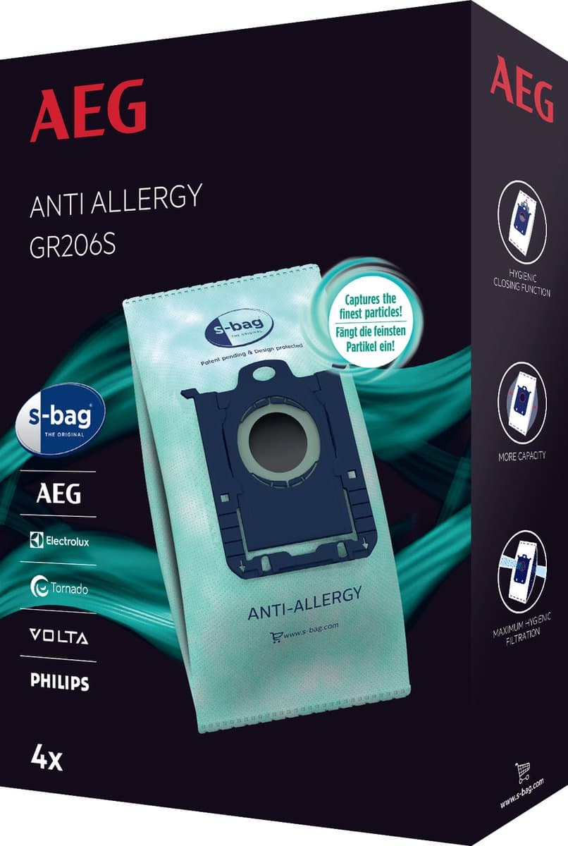 AEG stofzuigerzakken s-bag Anti Allergy 4 stuks GR206s — afbeelding 1