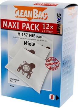 CleanBag stofzuigerzakken 12 stuks - Geschikt voor Miele S241-256i, S290-S299, S300i-S399, S500-S578, S700-S799, S4000-S4999, S6000-S6999, Compact C1, Compact C2 & Complete C1 - FJM - Inclusief 2 filters - Alternatief - Maxipack - Voordeelpak — thumbnail 1