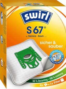 Swirl S67 stofzuigerzakken - 4 stuks + 1 filter - Geschikt voor Bosch en Siemens stofzuiger - Type G ALL - G-ALL - GALL - BBZ41FGALL - BBZ16GALL — thumbnail 1