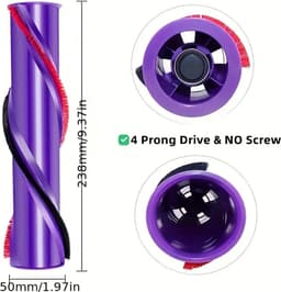 Vervangende Opzetborstel Geschikt voor Dyson V10 – Carbonvezel Rollerborstel – Compatibel met Dyson V10 Draadloze Stofzuiger – Accessoire voor Effectieve Schoonmaak — thumbnail 2