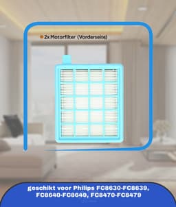 2x Filterset 4 stuks geschikt voor Philips Power Cyclone Philips FC8058/01 Stofzuigerfilter PowerPro Active Compact vervangingsfilter FC8630-FC8639, FC8640-FC8649, FC8470-FC8479 — thumbnail 5