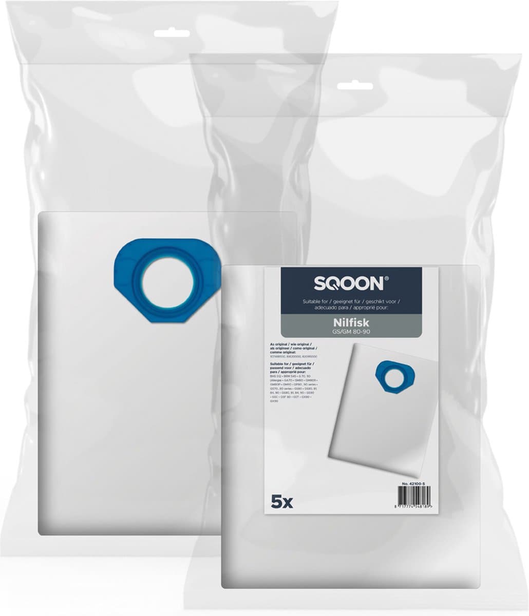 SQOON® Stofzuigerzak geschikt voor Nilfisk GM80/GM90 - Gelijk aan model: 107418500, 81620000, 82095000 - High Filtration voor industriële toepassingen — afbeelding 1