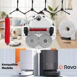 Geschikt Voor zes maanden 17 stuks reserveonderdelen set geschikt voor Roborock Q Revo stofzuiger accessoires kit: 1 hoofdborstel, 4 schoonmaakdoeken, 4 zwarte zijborstels, 2 HEPA-filters, 3 stofzuigerzakken — thumbnail 2