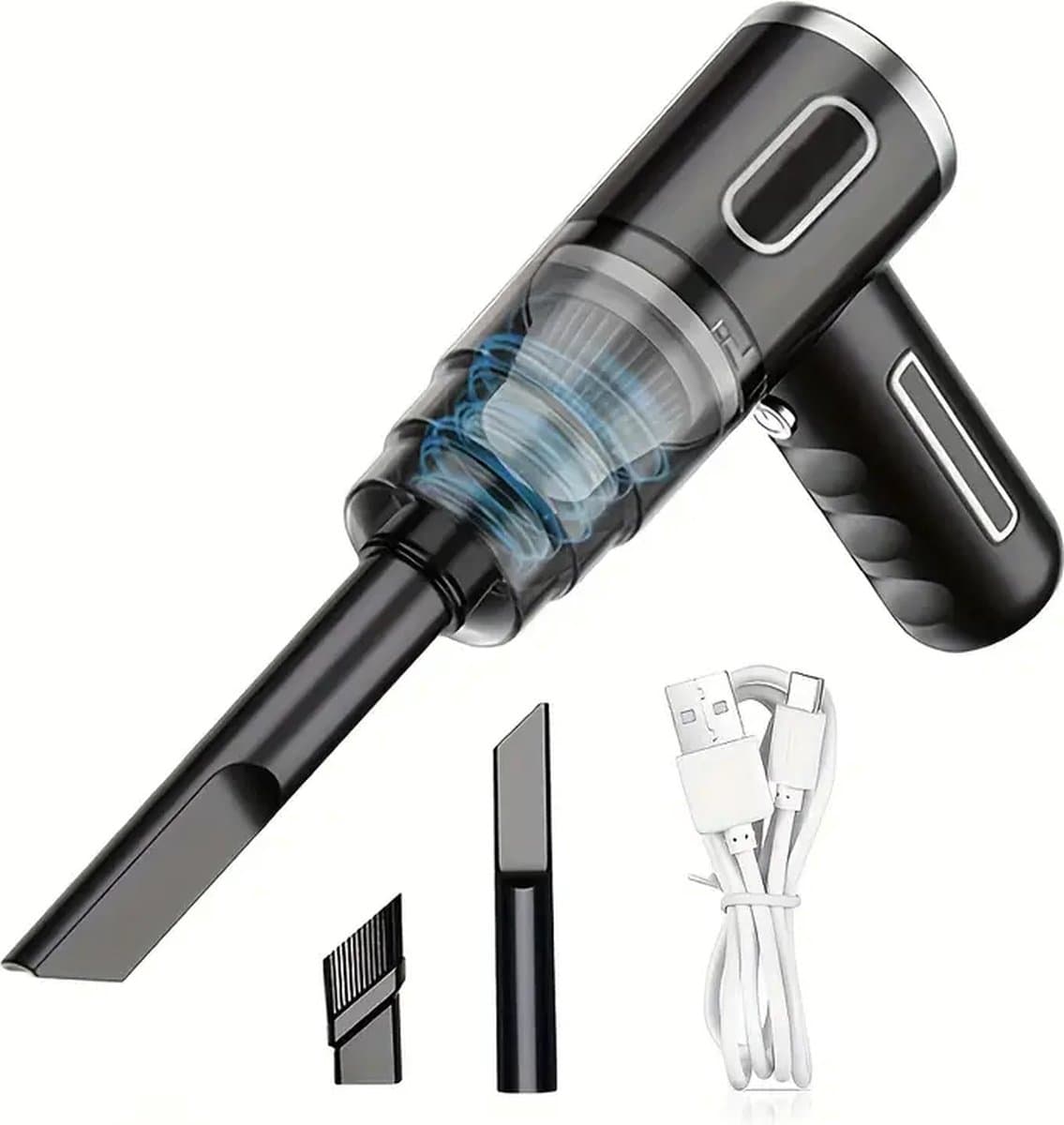 Auto Stofzuiger Draadloos - Nat & Droog - Kruimelzuiger - Handstofzuiger - Kruimeldief - Draagbare Air Duster - USB Oplaadbaar - Zwart — afbeelding 1