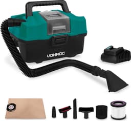 VONROC Compacte alleszuiger / stofzuiger - 20V - Incl. Diverse accessoires, 4.0Ah accu en snellader — thumbnail 1