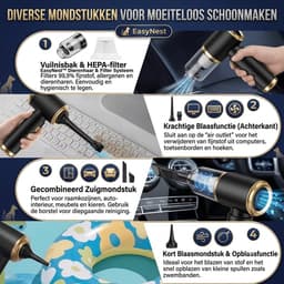 Dierenhaar Verwijderaar & Handstofzuiger – USB Oplaadbare Draadloze Kruimeldief met Zuig- en Blaasfunctie – Voor Hondenhaar, Kattenhaar, Bank, Auto & Tapijt — thumbnail 4