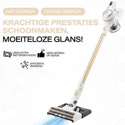 AG4400+ Steelstofzuiger Draadloos met Dweilfunctie – 2 in 1 Steelstofzuiger & Kruimeldief – Krachtige Draadloze Stofzuiger – Sterke Zuigkracht – Geschikt voor Dierenharen – Lichtgewicht & Stil – Handstofzuiger – White Gold Edition – — thumbnail 2