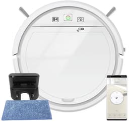THEROB Smart Robot stofzuiger met borstels en dweil functie in gratis Tuya en Smartlife app. Wit — thumbnail 1