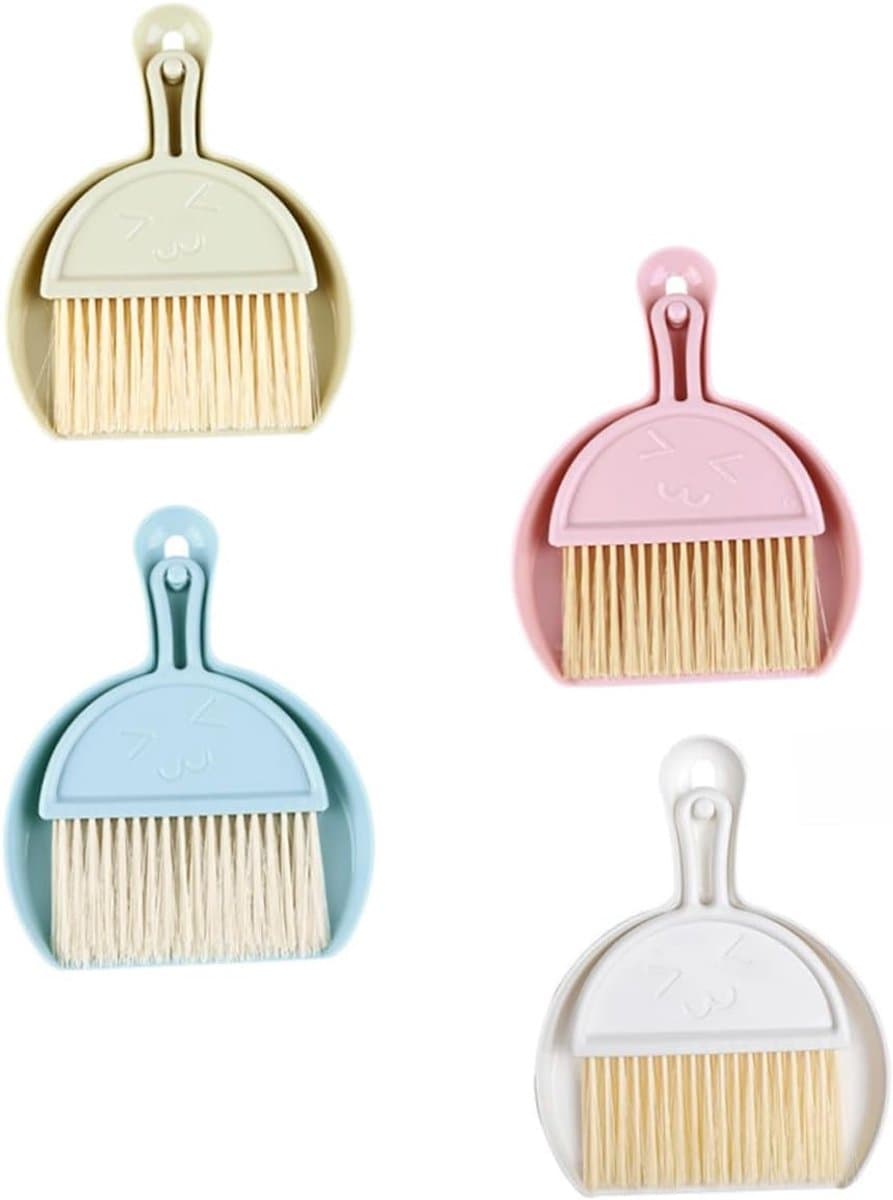 Mini Bezem Stofblik Set - Garde Bezem Combinatie - Bureau Schoonmaken - Compact En Draagbaar - 21x16x2 cm - Diverse Kleuren — afbeelding 1