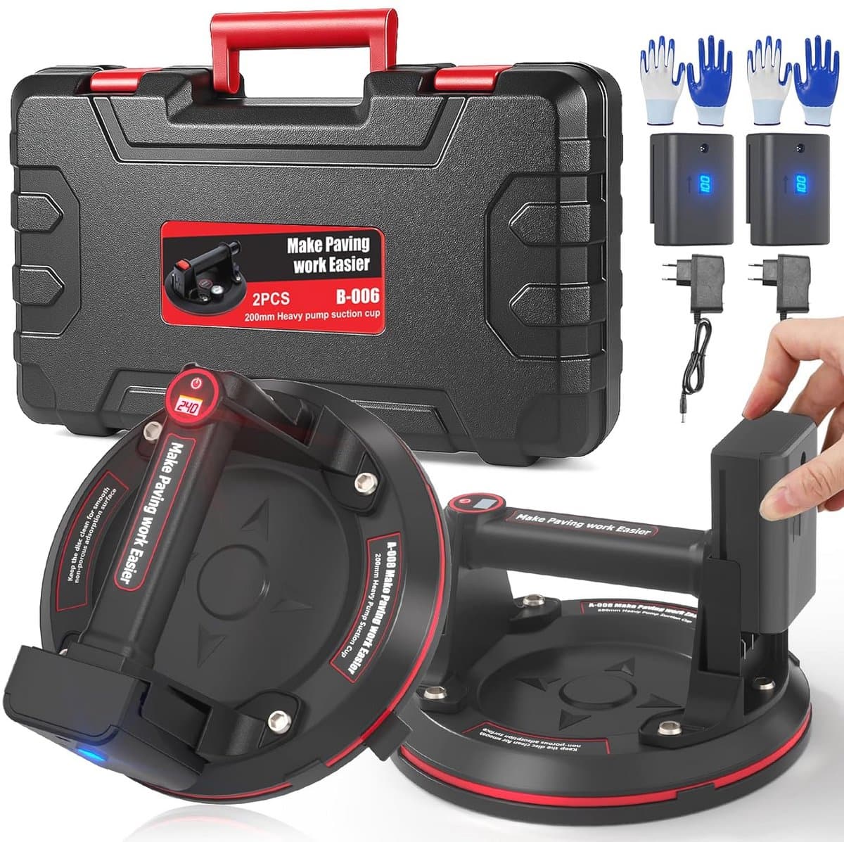 Elektrische zuignap 8 inch met LCD-display en 3000 mAh batterij — afbeelding 1