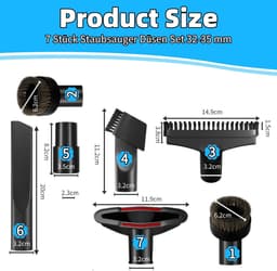 7-delige stofzuigermondset, universele zuigmondenset, stofzuigeraccessoires, multifunctioneel mondstuk en borstelset, universele borstel voor auto, tapijt-accessoires, geschikt voor Kärcher, Miele — thumbnail 4