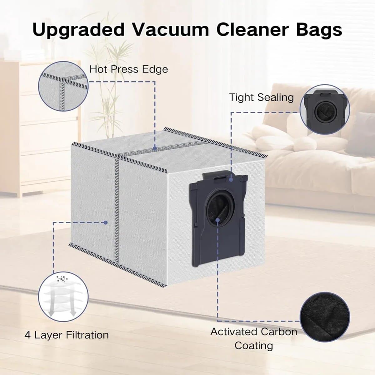 12 stofzuigerzakken Geschikt voor de robotstofzuigers Dreame X40/X50/Aqua10 Ultra Complete L10/L10s Pro/L40/L40s Pro/L50 Pro Ultra en Mova 3.2L. — afbeelding 1
