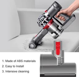 Deze elektrische mini-turbo matrasborstel is Geschikt voor Dyson V8/V10/V11 en wordt geleverd met snel verwisselbare borstelkoppen om bacteriën en allergenen te verwijderen van banken, autostoelen en fauteuils. — thumbnail 1