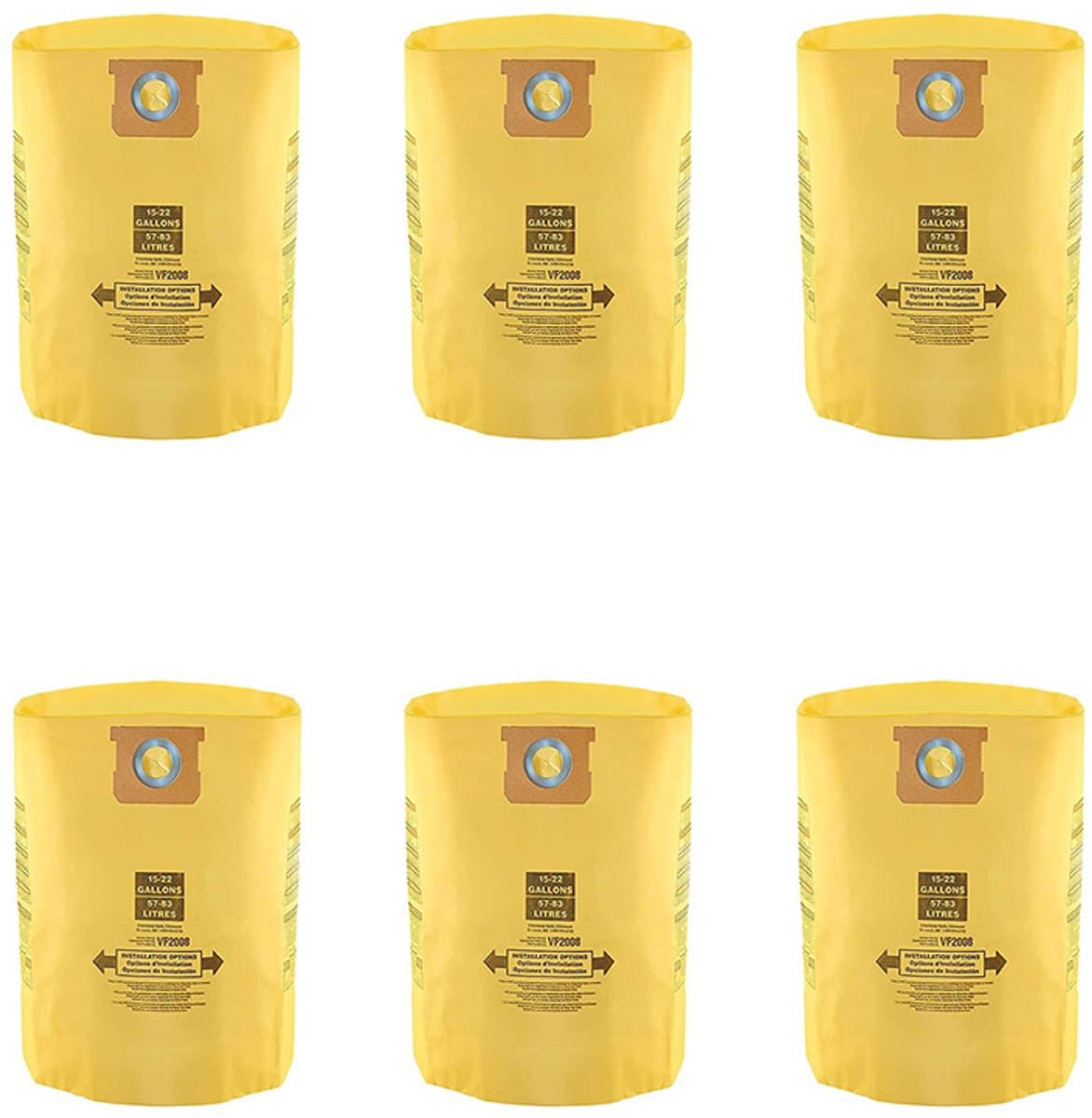 Stofzakken voor Shop-Vac stofzuigers, geel (6-pack) — afbeelding 1