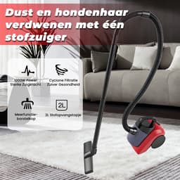 Stofzuiger zonder stofzak – Lichtgewicht – Voor tapijt en harde vloeren – Rood – Whirlwind — thumbnail 4
