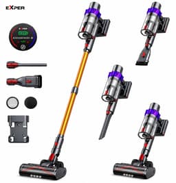 EXPER - Steelstofzuiger Draadloos - Zonder Zak - Met 3 Opzet Stukken - Snoerloze Stofzuiger - Handheld - 500W - 48 KPA Zuigkracht -1.2 Liter Stofbak - Verwijderbare Accu — thumbnail 1