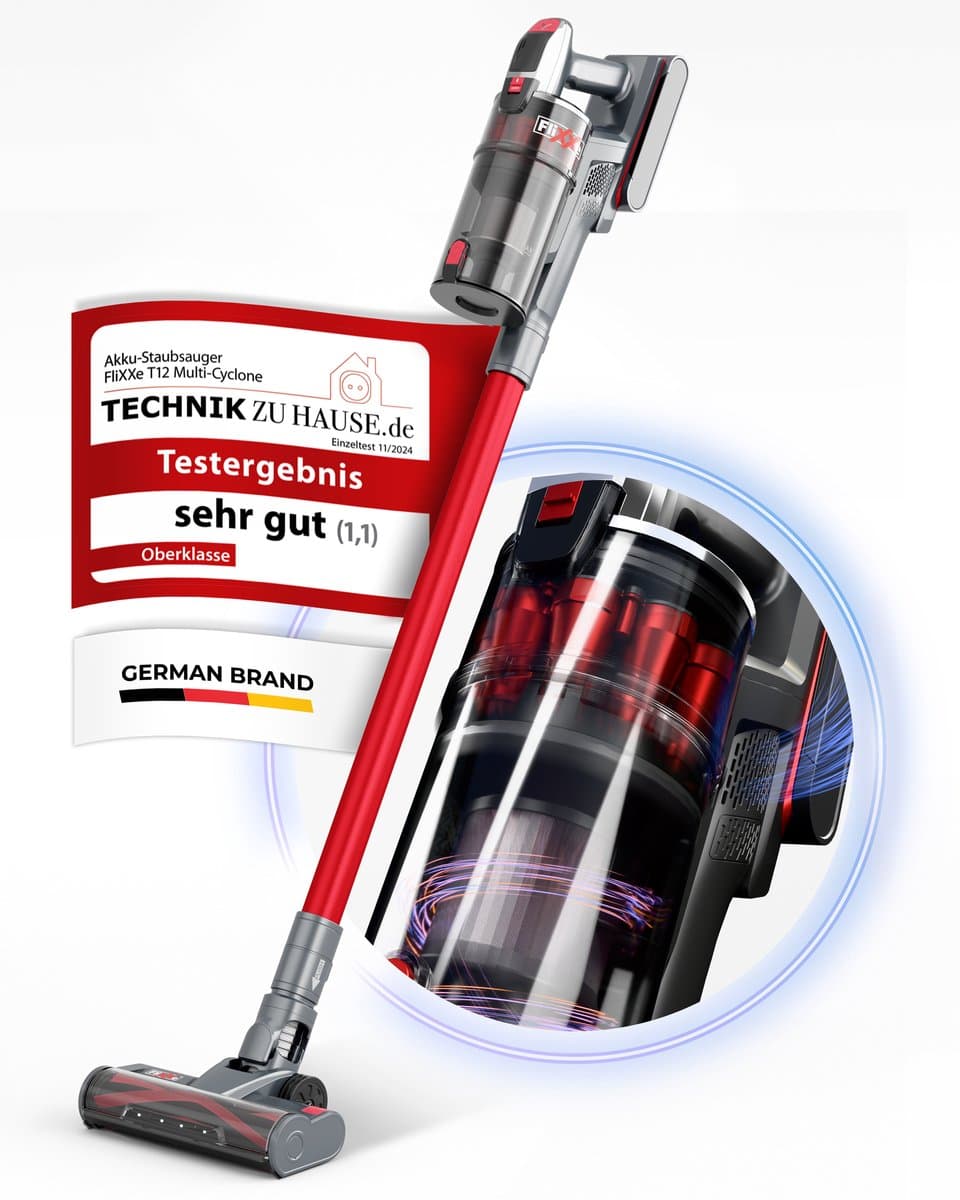 Flixxe T12 snoerloze stofzuiger met cycloontechnologie - echte zuigkracht van 29 kPa - 60 min looptijd - X-SCAN-technologie - LED-lichtborstel — afbeelding 1