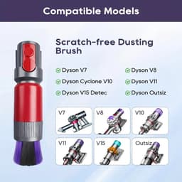 Compatibele Stofborstel voor Dyson V7, V8, V10, V11, V15 – Zachte Antikras Borstel – Compact Ontwerp met 1-Klik Installatie – Ideaal voor Auto, Toetsenbord, Elektronica en Hoeken – Rood & Paars — thumbnail 2