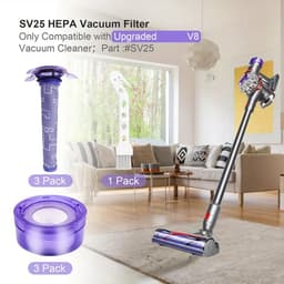 17 Parts 3-delige Filterset geschikt voor Dyson V8 & V7 - Compatibel met Animal, Absolute, Motorhead, Fluffy, SV10 - Inclusief 3 Voorfilters, 3 HEPA Achterfilters & Reinigingsborstel - Accessoires Vervanging DC58/DC59/DC61/DC74 — thumbnail 2