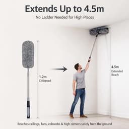 Telescoop Stofzuiger - 4,5 m - Stofwisser met Roestvrijstalen Steel - Voor Grondige Reiniging — thumbnail 5