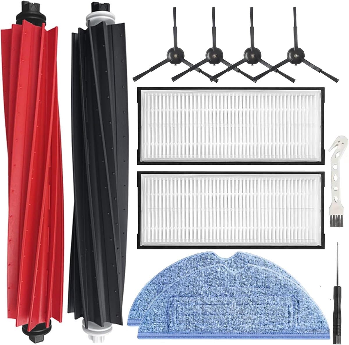 Spare Parts for Roborock S8/S8+/S8 Plus Vacuum Cleaner, 1 Double Roller Brush, 4 Side Brushes, 2 HEPA Filters, 2 - ShopVlot — afbeelding 1