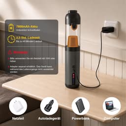 4-in-1 Handstofzuiger draadloos- Kruimeldief - Draagbare mini stofzuiger met 20.000 Pa / 120 W / 40 min gebruiksduur - 7800 mAh-accu, 2 zuigstanden, zuig- en blaasfunctie en USB-C-snelladen in 2,5 uur - Zwart — thumbnail 4