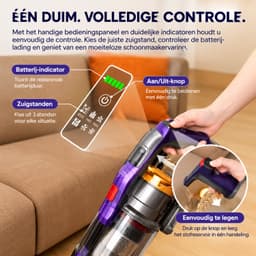Jolien Draadloze Stofzuiger - Draadloze Stofzuiger Zonder zak - 550 W -Voor uiteenlopende oppervlakken - 70 minuten gebruiksduur - — thumbnail 4