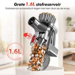 Adormii Steelstofzuiger Draadloos – 50000Pa Sterke Zuigkracht – 60 Min Accuduur – Anti-haarwikkel Vloerborstel – 4 HEPA-filters – 1,6 L Stofreservoir – Groene LED Stofdetectieverlichting – Goud — thumbnail 4
