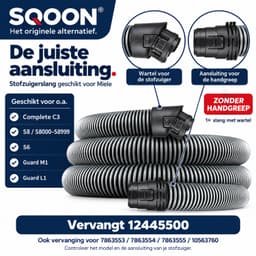 SQOON® Stofzuigerslang geschikt voor Miele C3 / S8 / S6 en Guard series - Gelijk aan model: 12445500 - Vervanging voor origineel Miele slang met wartel zonder greep — thumbnail 3