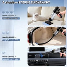 Handstofzuiger met accu, 4-in-1, 32000 Pa autostofzuiger, draadloos, lcd-display, autostofzuiger, borstelloze motor, 300.000 omw/min, stofzuiger voor auto, kantoor, dierenharen — thumbnail 5