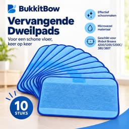 BukkitBow - Vervangende Dweilpads - Microvezel Dweildoeken Robotstofzuiger - Geschikt voor iRobot Braava 4200/5200/5200C/380/380T - 10 Stuks — thumbnail 2