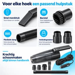 Autostofzuiger - Kruimeldief - 12V 120W - Nat en droog - Met slang, borstel en mondstuk - Zwart — thumbnail 3