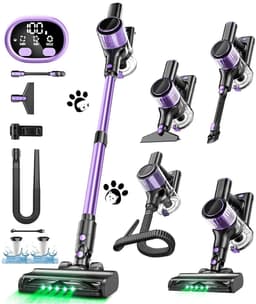 Hutjemutje - steelstofzuiger - draadloze stofzuiger - vacuum cleaner - zonder zak - 500W - krachtig - ideaal voor huisdierenharen & alle vloertypes - paars — thumbnail 1