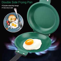 Dubbelzijdige pannenkoekenpan, omeletpan, keukenpan, groen, 19 cm, toastpan met hittebestendig handvat, toastpan voor koken, braden, bakken, grillen — thumbnail 2