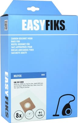 Easyfiks NI08 stofzuigerzakken geschikt voor Nilfisk GM200 - 8 stuks — thumbnail 1