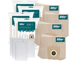 Sillar, Set stofzuigerzakken, papier 20 stuks + 4x inlaatfilters, 2 filterlagen, vervangingsonderdeel, geschikt voor stofzuigers Zelmer Elf Cobra Meteor Odyssey