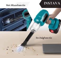 Instava - Accu Auto Stofzuiger incl. 1x Accu (2.0Ah) - Geschikt voor Makita 18v Accu - Handstofzuiger Draadloos - Autostofzuiger - Kruimeldief - Mini Stofzuiger — thumbnail 5