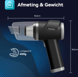 TurboTronic EQ7 Auto Stofzuiger - Handstofzuiger en Luchtcompressor in één - Kruimelzuiger- Mini stofzuiger - Zwart/Zilver — thumbnail 4