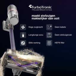 TurboTronic C27 Steelstofzuiger met kruimeldief zonder zak - Draadloos - Hoge zuigkracht - HEPA - lichtgewicht - 2 Snelheden - ECO-vriendelijk - Harde en zachte vloeren - Paars — thumbnail 2