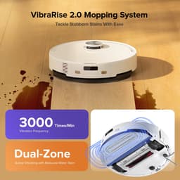 roborock Q10 S5 robotstofzuiger met dweilfunctie, 10.000 Pa HyperForce-zuigkracht, dubbel anti-klitsysteem, automatische dweilheffing, ideaal voor huisdierharen, tapijten en harde vloeren (Wit) — thumbnail 4