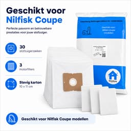 Kleanburg stofzuigerzakken geschikt voor Nilfisk Coupe en Nilfisk One | 30 stuks + 3 motorfilters | Microfiber stofzakken — thumbnail 1
