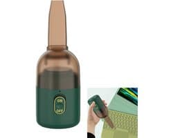 KZQ Draadloze mini bureaustofzuiger met USB opladen - Draagbare kruimelverwijderaar voor bureau en toetsenbord - Transparant ontwerp met draaibare borstel - Groen