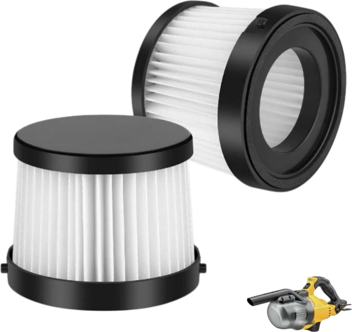 2 stuks-DCV5011H Stofzuigerfilter - Stofzuigerfilter - Filterzeef - Accessoire voor handstofzuiger - Geschikt voor DEWALT 20V draadloze handstofzuiger - Dewalt DCV501HB DCV5011H stofzuiger - Wit - 9,57*8,2*7 cm — afbeelding 1