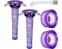 Filter geschikt voor Dyson V8 - 5 stuks - vervangingsfilters geschikt voor Dyson V7 V8 Absolute Animal Motorhead stofzuigers - met 2 HEPA-filters achter, 2 voorfilters, 1 reinigingsborstel vervangt onderdelen