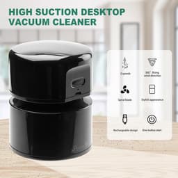 Mini tafelstofzuiger USB oplaadbaar, 360° draaibaar, 120 minuten gebruiksduur met automatische uitschakeling, compacte bureaustofzuiger voor school kantoor thuis, Groen — thumbnail 3