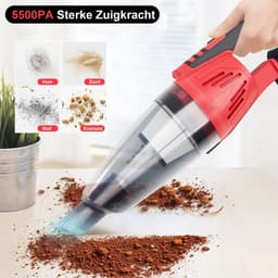 Draadloze handstofzuiger 5500PA zuigkracht, stofzuiger voor auto en thuis, met LED-verlichting en meerdere opzetstukken, rood — thumbnail 3