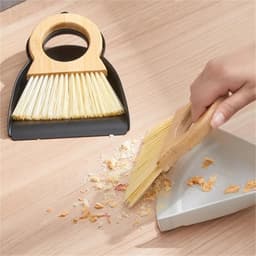 Mini stofpan borstel - Bureau reiniger - Snelle schoonmaak - Massief hout design - Compact formaat - Wit — thumbnail 4