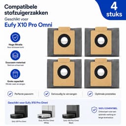 Stofzakken 4-pack – Compatibel met Eufy X10 Pro Omni – Vervangende stofzuigerzakken — thumbnail 3